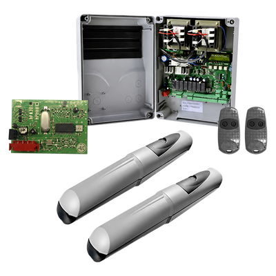 Kit de Operadores /Para Puertas Batiente de Hasta 5 Metros / Swing AXO 120v /Incluye Receptor / Dos controles 2 remotos