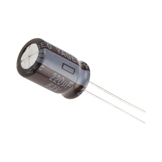 Capacitor Electrolítico de Aluminio de 220 µFd a 63 Vcd.