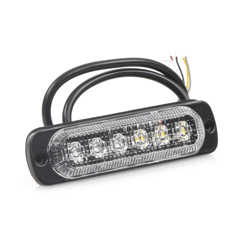 Directional light with 6 LEDs, amber/clear, 12-24 VDC