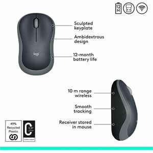 Mouse Logitech M185 910-002225 inalámbrico USB óptico 1000 dpi