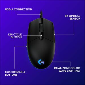 Mouse gamer Logitech G203 910-005790 USB, 6 botones, 8000 dpi