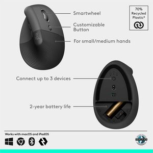 Mouse Logitech 910-006466 Lift vertical Bluetooth USB 4000 dpi