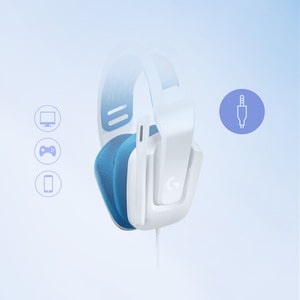Audífonos gamer Logitech G335, cable 3.5 mm, estéreo, blancos
