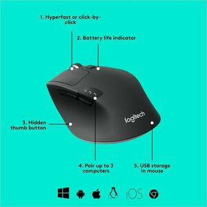 Mouse Logitech M720 Triathlon 910-004790 inalámbrico, Bluetooth y 1000 dpi