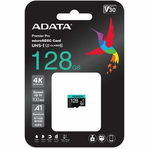 Tarjeta microSDXC Adata Technology AUSDX128GUI3V30SA2-RA1, 128GB, UHS-I U3, V30