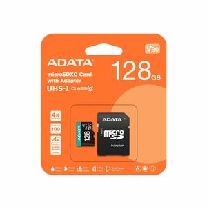 Tarjeta microSDXC Adata Technology AUSDX128GUI3V30SA2-RA1, 128GB, UHS-I U3, V30