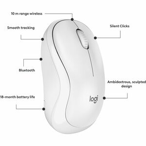 Mouse Logitech Silent M240 910-007116 Bluetooth, inalámbrico, blanco