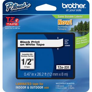 Cinta etiquetas Brother TZE231 12 mm x 8 m blanca laminada