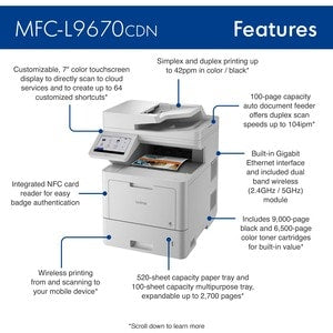 Impresora multifunción Brother MFC-L9670CDN láser color 42 ppm dúplex