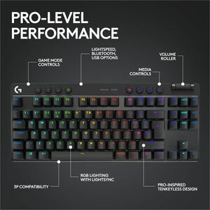Teclado gaming Logitech G Pro X TKL 920-012127 inalámbrico, RGB, Bluetooth