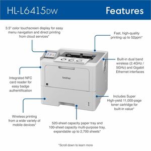 Impresora láser Brother HLL6415DW monocromo 52 ppm Ethernet usb