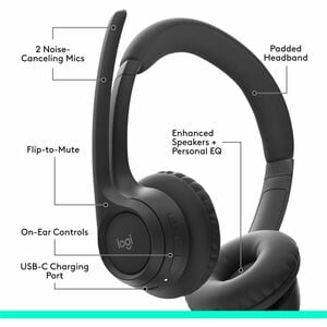 Audífonos Logitech Zone 300 981-001406 inalámbricos Bluetooth con micrófono
