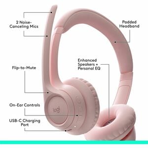 Auriculares Logitech Zone 300 981-001411 Bluetooth cancelación de ruido rosa