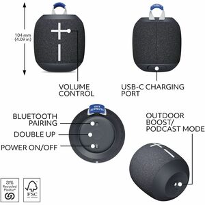 Parlante portátil Logitech Wonderboom 4 984-001876 Bluetooth 360° recargable