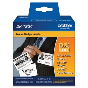 Etiqueta de insignia Brother DK1234 60 x 86 mm térmica 260 por rollo