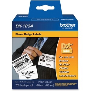 Etiqueta de insignia Brother DK1234 60 x 86 mm térmica 260 por rollo