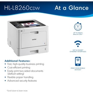 Impresora láser Brother HL-L8260CDW color 33 ppm Ethernet Wi-Fi