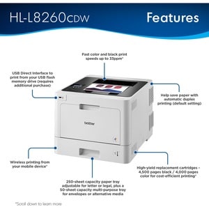 Impresora láser Brother HL-L8260CDW color 33 ppm Ethernet Wi-Fi