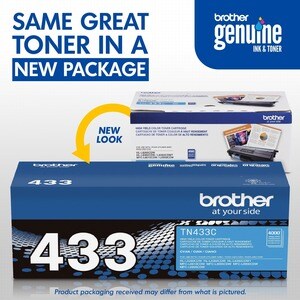 Tóner Brother TN433C azul ciánico, alto rendimiento, 4000 páginas
