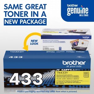 Tóner Brother TN433Y amarillo, alto rendimiento, 4000 páginas