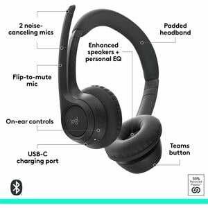Diadema Logitech Zone 305 981-001457 inalámbrica, Bluetooth, Teams