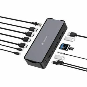 Estación docking USB-C Verbatim Pro 15 en 1 32171, garantía 2 años