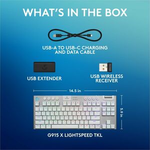 Teclado Logitech G915 X Lightspeed TKL táctil, USB-C, Bluetooth/RF
