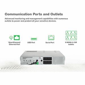 UPS Apc Smart-UPS C SMC1000-2UC 1kVA/600W, rack 2U, 6 tomas NEMA 5-15R