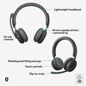 Auriculares Logitech Zone Wireless 2 981-001435 Bluetooth, USB-C, Teams