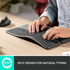 Teclado Logitech Ergo K860, inalámbrico, Bluetooth/RF, negro