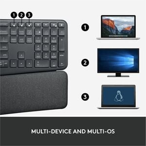 Teclado Logitech Ergo K860, inalámbrico, Bluetooth/RF, negro