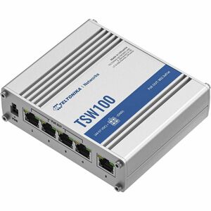 Switch Teltonika TSW100 5 puertos Gigabit PoE 120 W montaje en riel