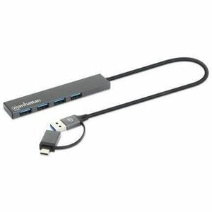 Hub Manhattan 181006 USB-A/C, USB 3.2 gen 1, 4 puertos USB-A
