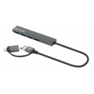 Hub Manhattan 181006 USB-A/C, USB 3.2 gen 1, 4 puertos USB-A