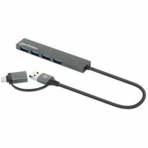 Hub Manhattan 181006 USB-A/C, USB 3.2 gen 1, 4 puertos USB-A