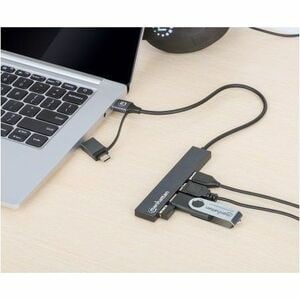 Hub Manhattan 181006 USB-A/C, USB 3.2 gen 1, 4 puertos USB-A