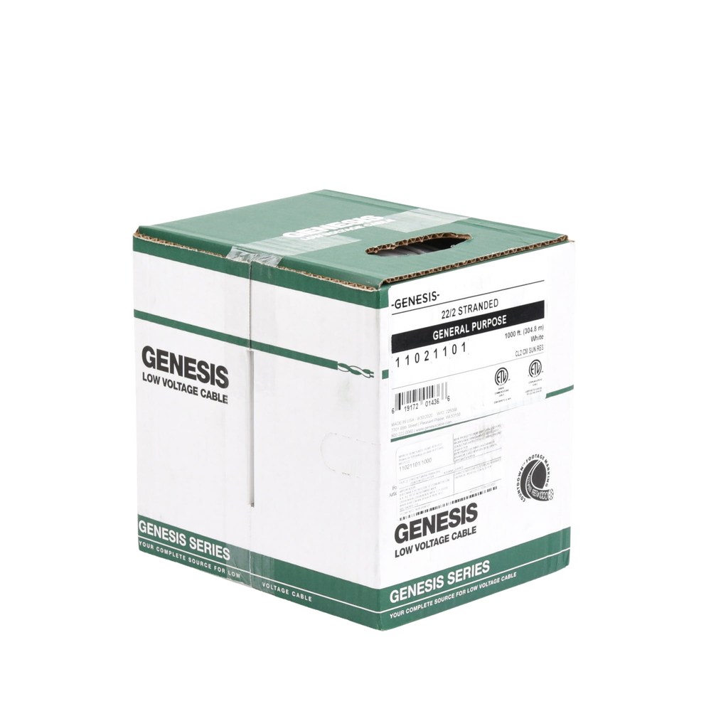 Bobina de 305 Metros de Cable / 2 Conductores de Color Blanco / Uso Interior / Calibre 22 / Para Sistemas de Intrusión y Automatización