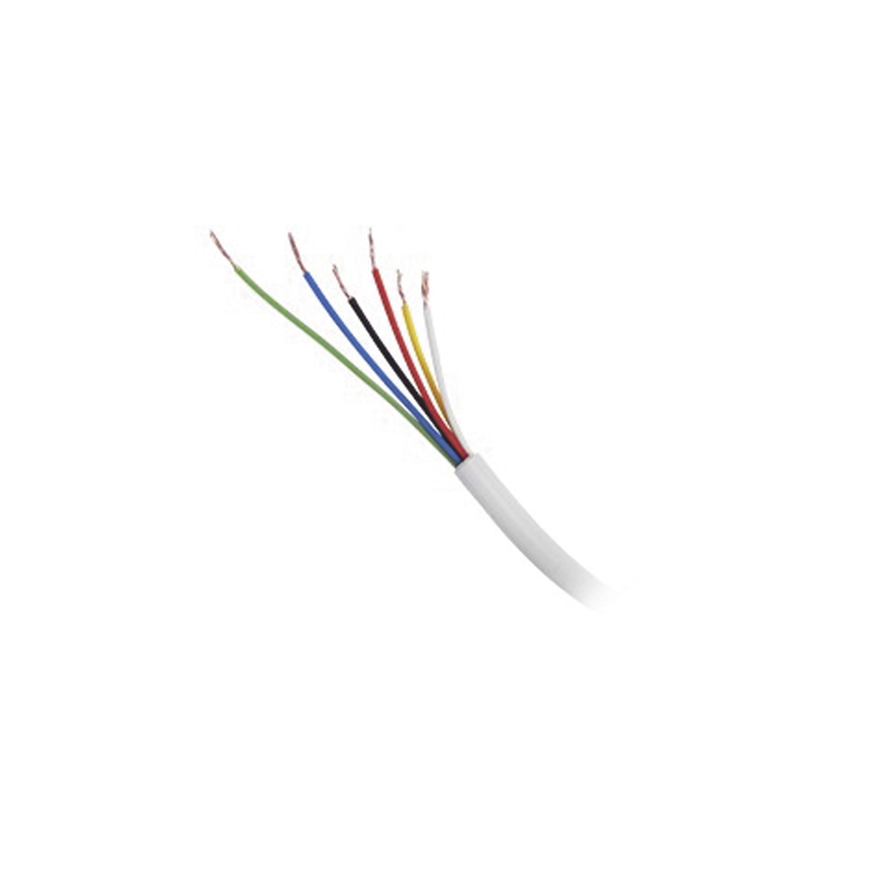 ( Venta de cable por metro ) 6 X 22 AWG, Uso INTERIOR, de color blanco para aplicaciones de alarmas de intrusión y automatización.