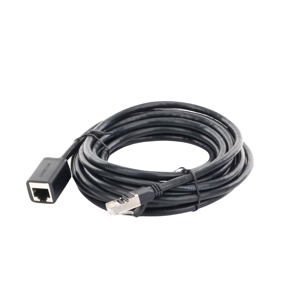 Cable de Extensión Cat6 RJ45 F/UTP / Macho a Hembra / 5m / Método de conexión 568B / Velocidad de transmisión 1000Mbps / Ancho de banda del canal 250MHz /Caja de Cobre / Negro