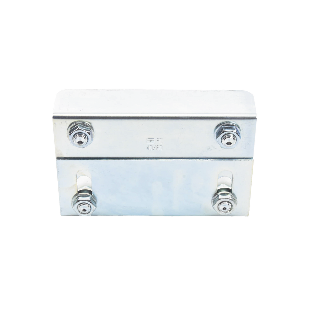 (255-220) - Placa Guía Superior de Doble Regulación para Cancelas Corredizas / Ajustable de 35 a 62 mm / Con 4 Rodillos de 30 mm / Galvanizado