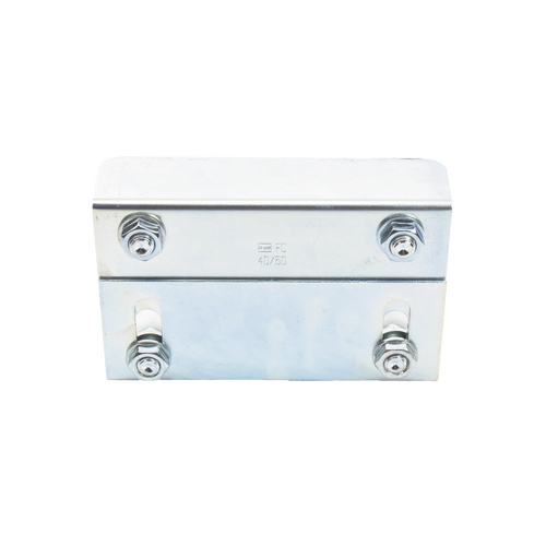 (255-220) - Placa Guía Superior de Doble Regulación para Cancelas Corredizas / Ajustable de 35 a 62 mm / Con 4 Rodillos de 30 mm / Galvanizado