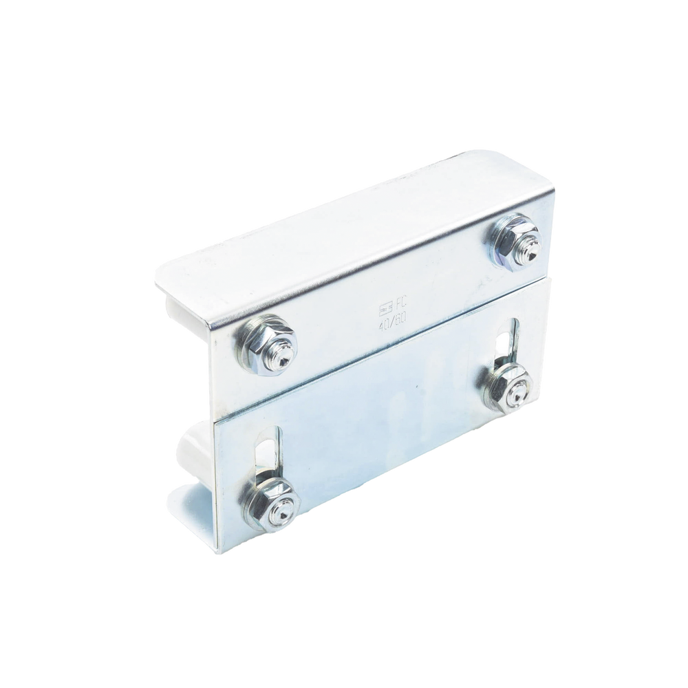 (255-220) - Placa Guía Superior de Doble Regulación para Cancelas Corredizas / Ajustable de 35 a 62 mm / Con 4 Rodillos de 30 mm / Galvanizado