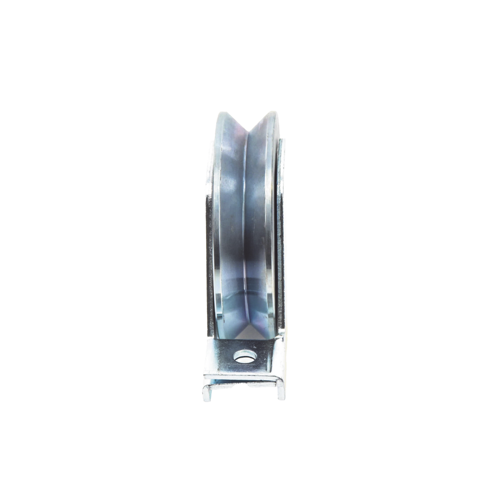 (336V-100) Rueda con ranura en V para montaje empotrado de 4" / Capacidad para puertas de hasta 840 lb (380 kg) / 2 rodamientos / 15/16" de ancho / Galvanizado