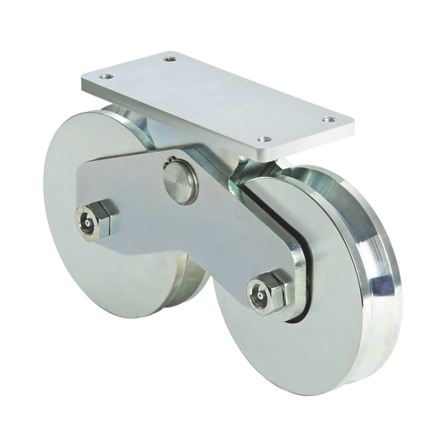 (339V-120) - Montaje en superficie con doble ranura en V de 4-3/4" / Capacidad para puertas de hasta 2650 lb (1200 kg) / 2 rodamientos / con engrasador / Galvanizado
