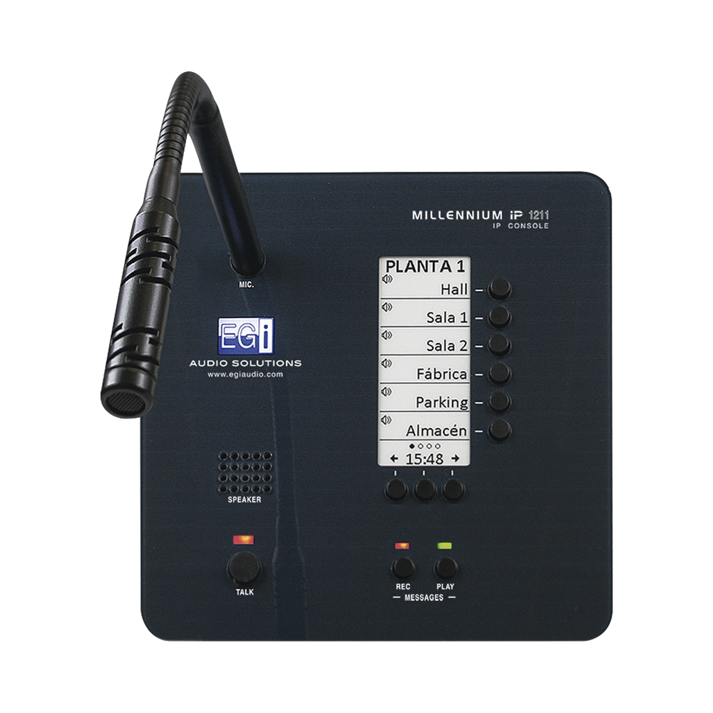 IP MULTI-ZONE NOTIFICATION CONSOLE WITH DISPLAY, MICROPHONE AND MESSAGE RECORDER
