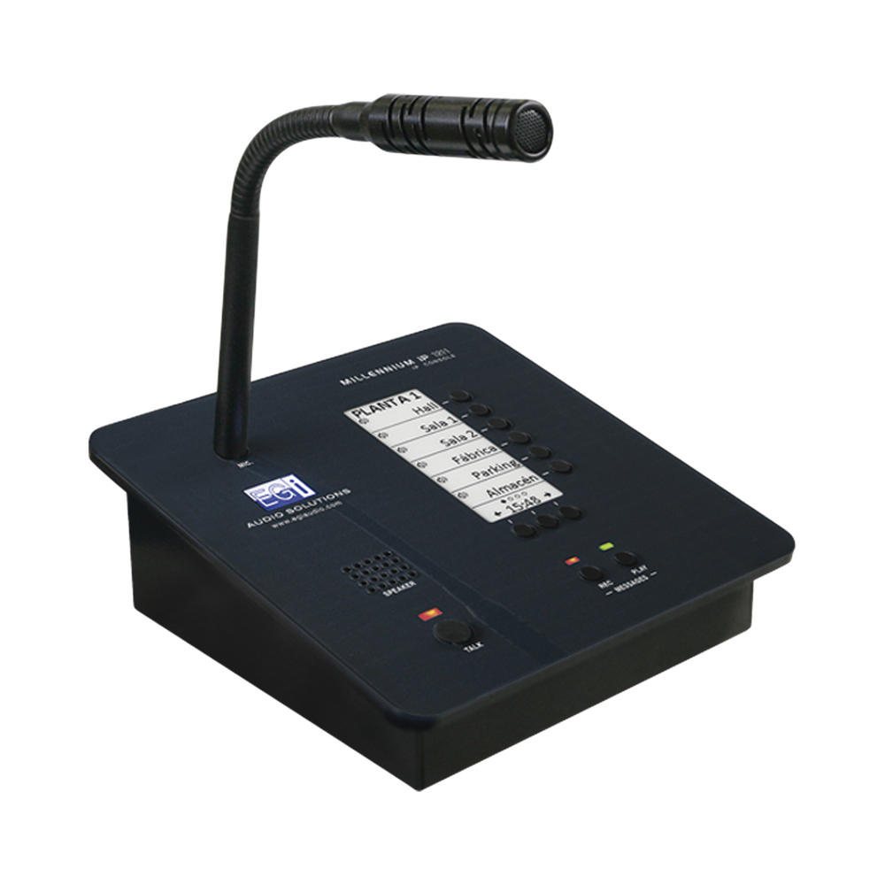 CONSOLA DE AVISOS MULTIZONA IP CON DISPLAY, MICRÓFONO Y GARBADOR DE MENSAJES