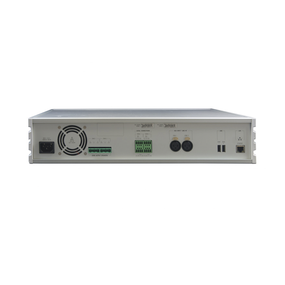 2x240W 100V MILLENNIUM IP DIGITAL POWER STATION WITH IP LAN CONNECTIVITY, SUPERVISION, HQ SOUND QUALITY FOR 2 ZONES, IN 2U RACK FORMAT