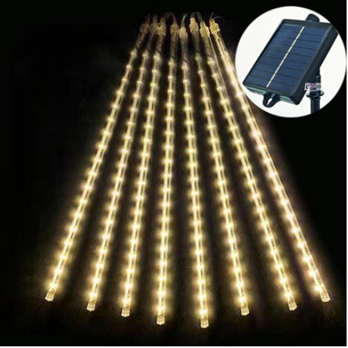 Meteoro Solar Luces De Navidad 8 Tubos
