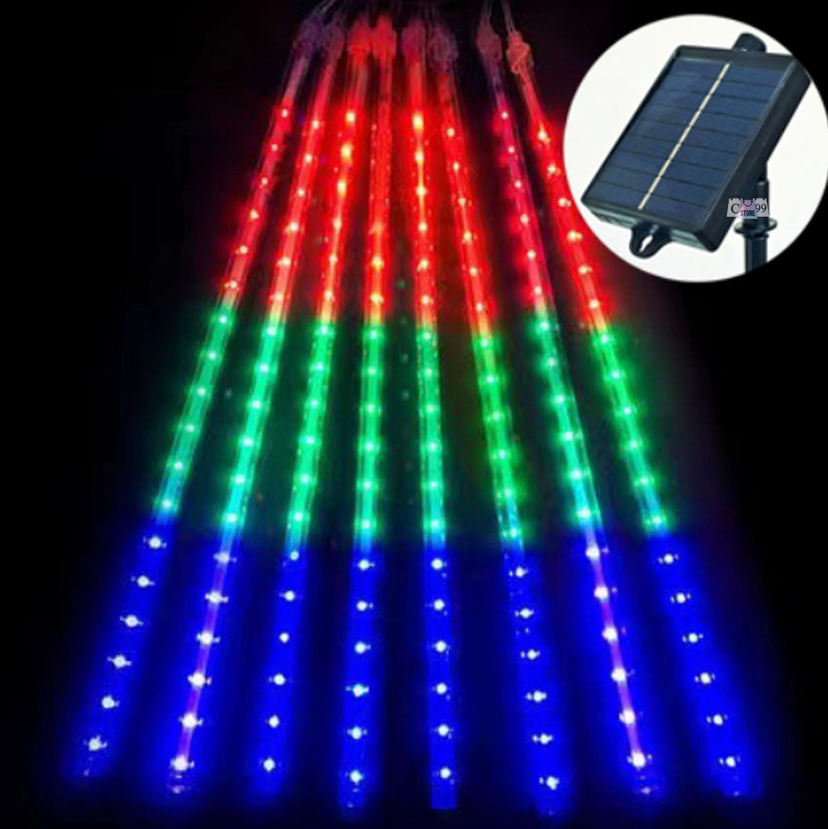 Meteoro Solar Luces De Navidad 8 Tubos