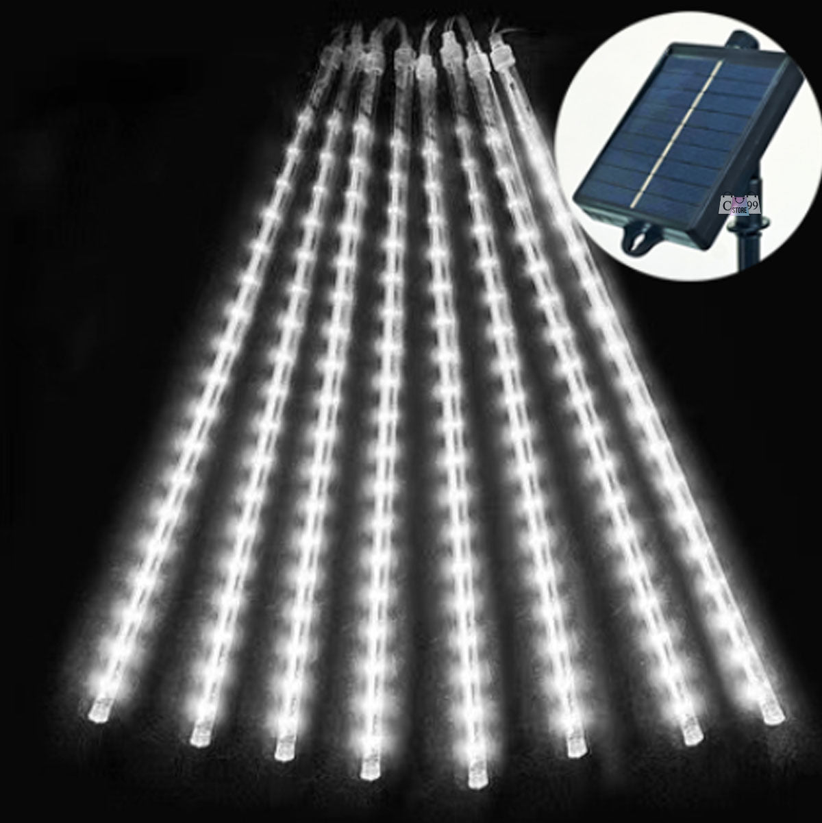 Meteoro Solar Luces De Navidad 8 Tubos